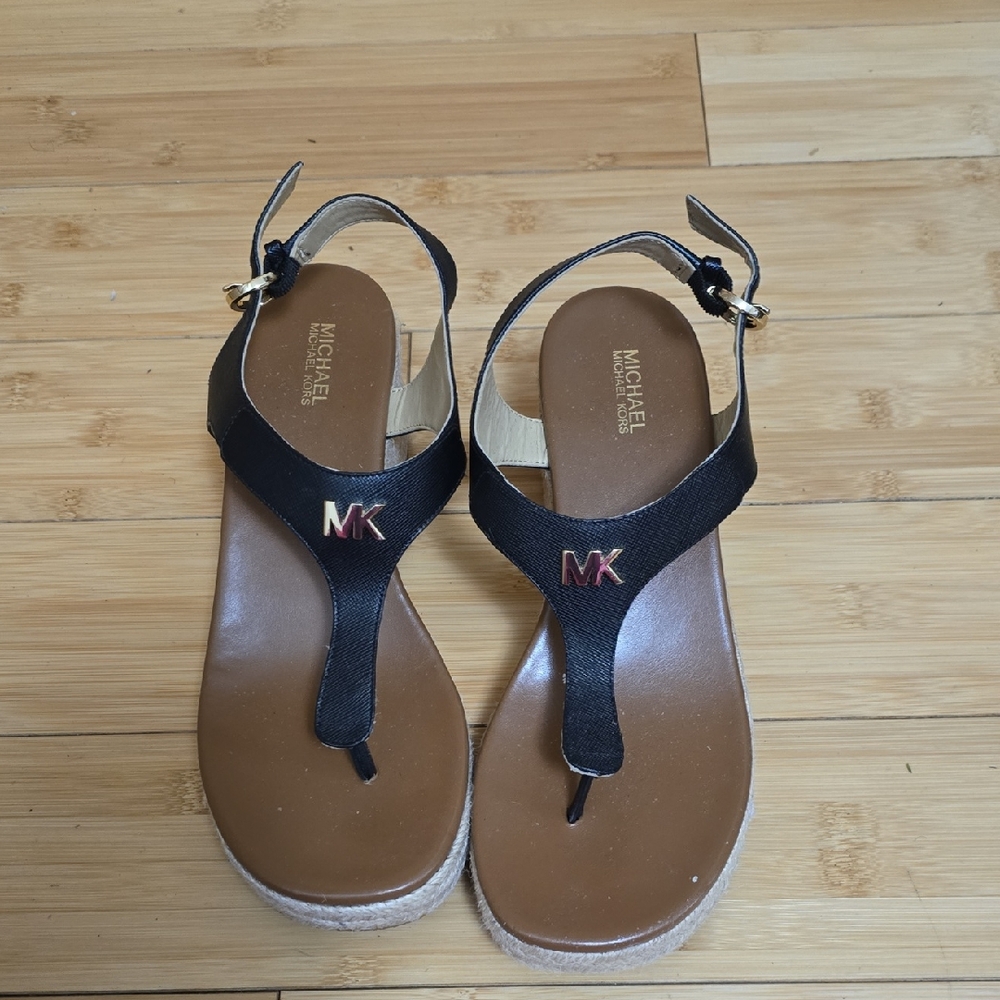 Michael Kors Black and Tan Women's Sandals